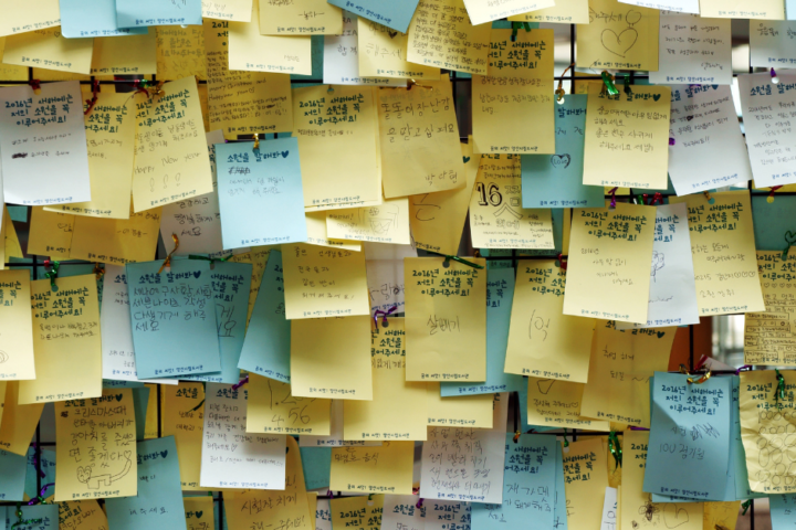 An insane amount of post-it notes